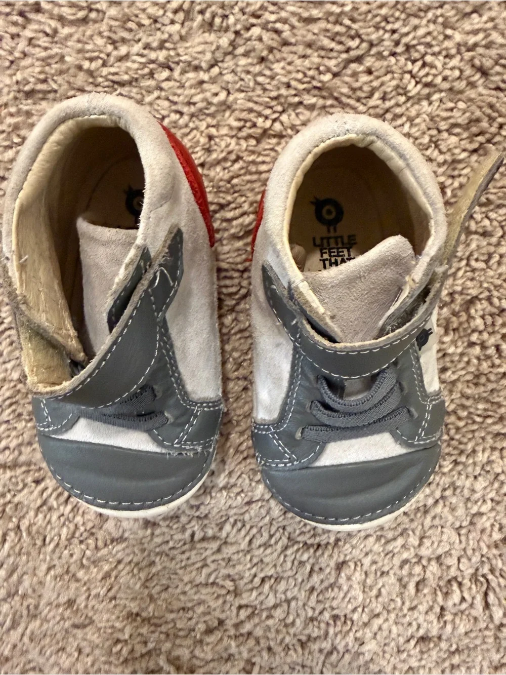 Old Soles high pave Gray Suede Baby Sneakers Red Heel baby walker shoes size 3
